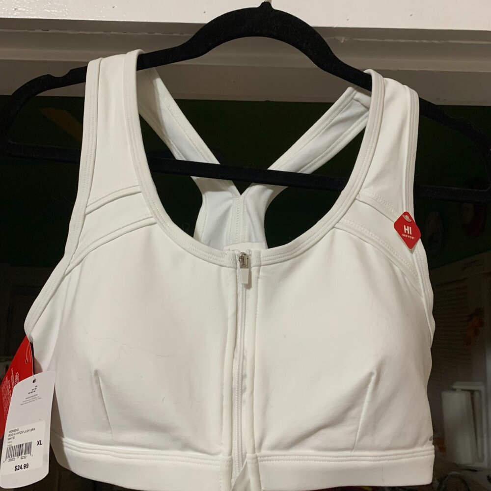 Women's BCG White Zip Judy Bra XL NWT